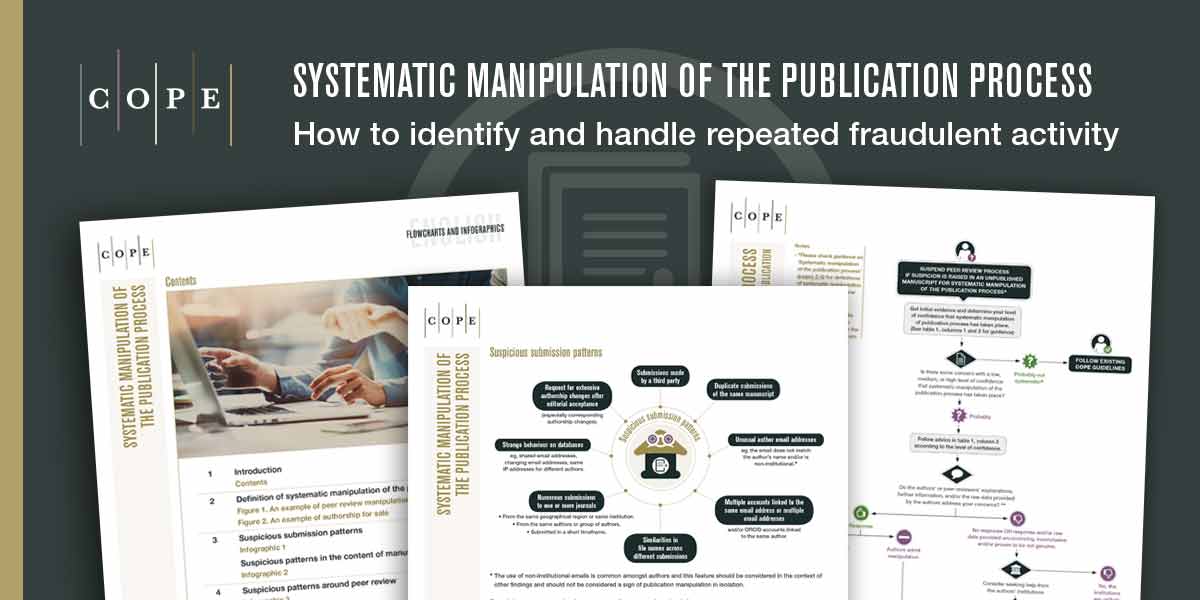 Guidance for publishers and journals when handling systematic manipulation of the publication process